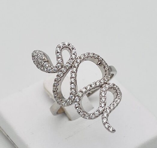 Snake ring in silver and crystals Art.ARGSER1