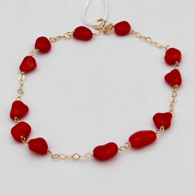 Mediterranean coral and gold bracelet Art. BRCOROG2