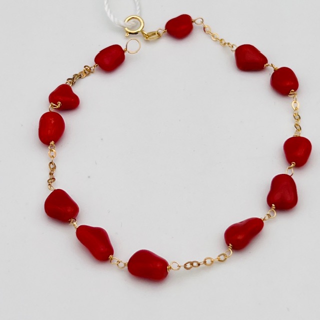 Mediterranean coral and gold bracelet Art. BRCOROG3