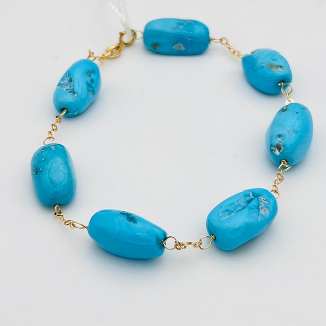 Yellow gold and turquoise bracelet Art. BRTUROG1