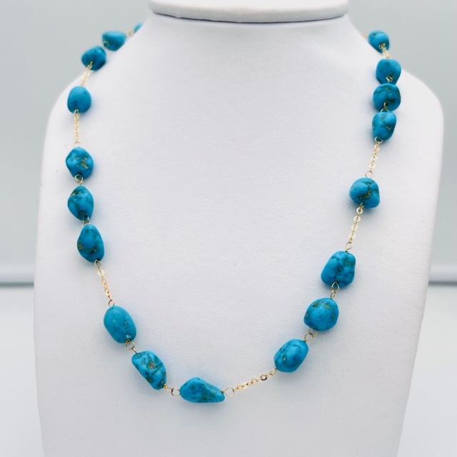 Turquoise and Gold Round Necklace Art. COLTUROG1