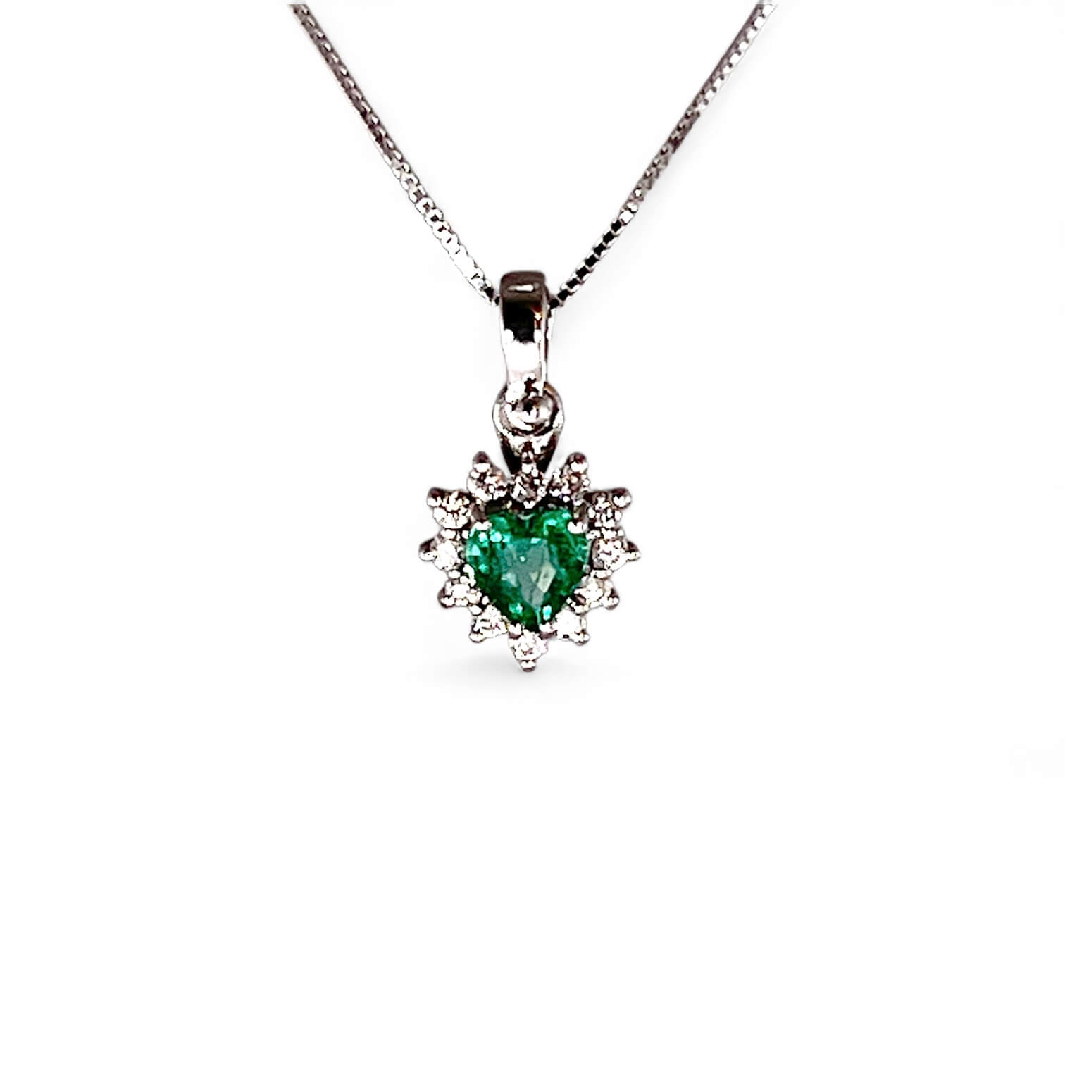 Emerald heart diamond pendant white gold HEART Art. CD1013-4