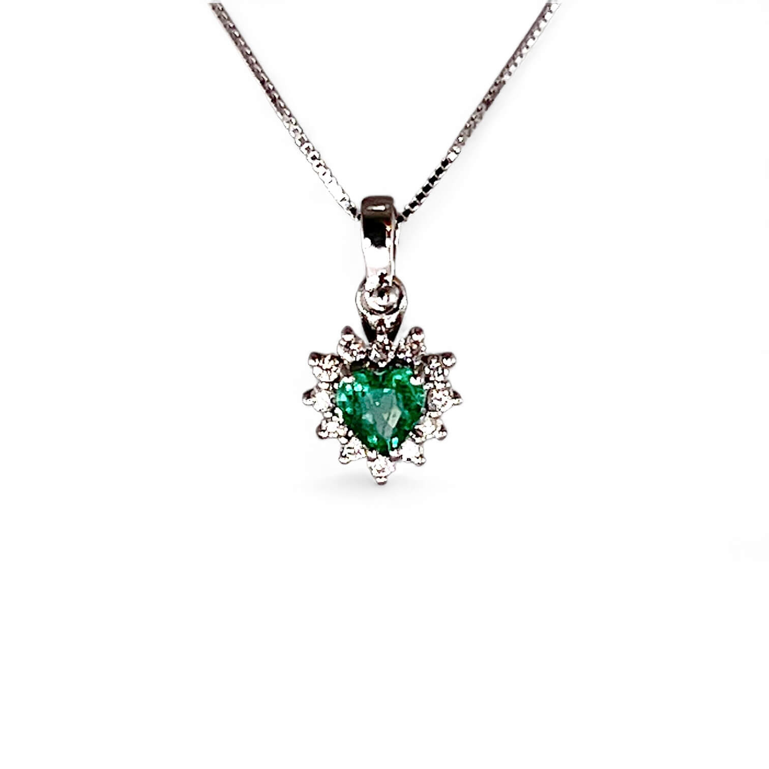 Emerald heart pendant diamonds white gold Cuore Art. CD1013-3