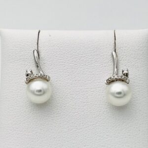 Orecchini perle oro bianco 750% diamanti art.ORP192