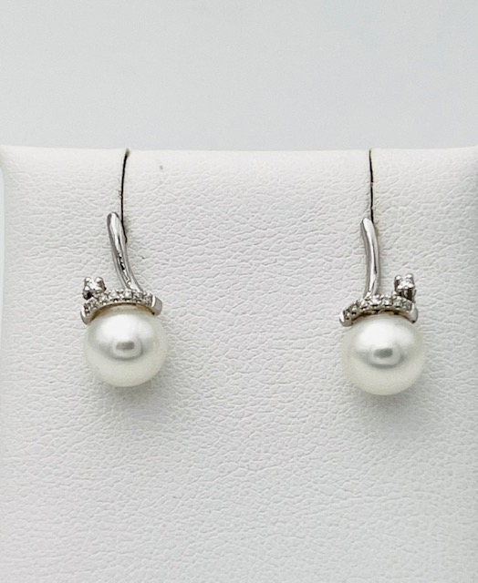 Orecchini perle oro bianco 750% diamanti art.ORP192