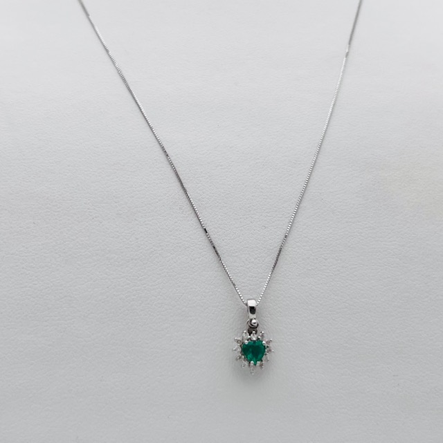 Emerald heart pendant diamonds white gold Cuore Art. CD1013-3