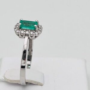 Anello  smeraldo  diamanti  oro bianco 750% BELLE EPOQUE art.AN2590