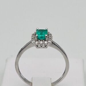 Anello  smeraldo  diamanti  oro bianco 750% BELLE EPOQUE art.AN2590