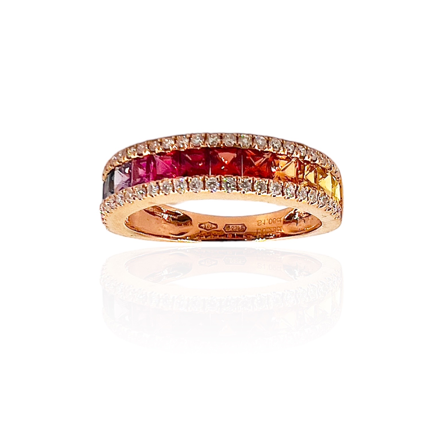 Sapphire diamond and gold Rainbow veretta ring art.K1A0197