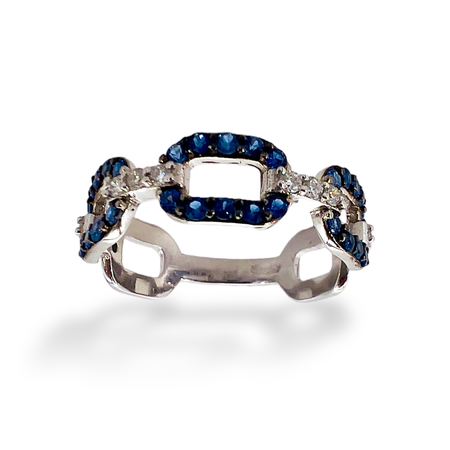 Sapphire diamond and white gold ring art. AN2715