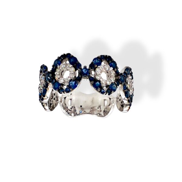 Ring band sapphires diamonds and gold GEMS art. AN2633