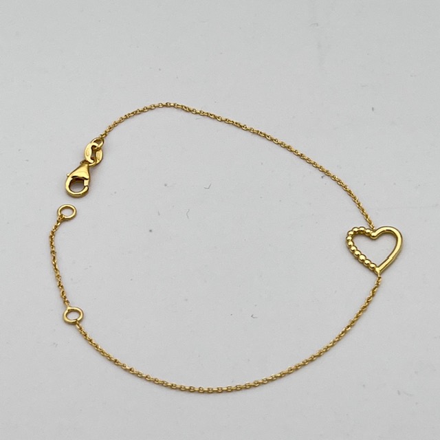 750% yellow gold heart bracelet art. BRCU01