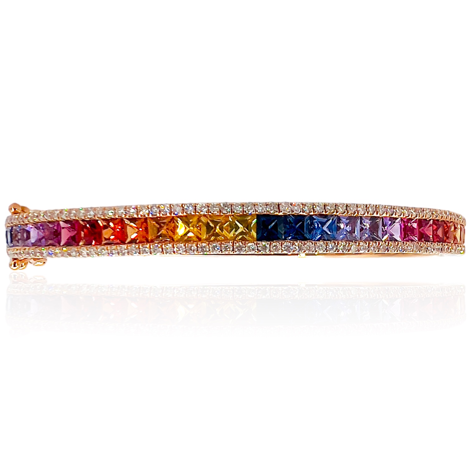 Rigid rainbow bracelet with multicolored sapphires art.A00226RB11