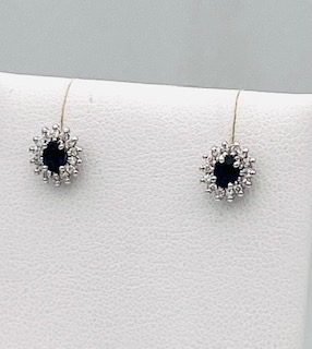 Earrings with sapphires and diamonds white gold 750 % Art.OR1258-1