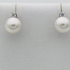 Pearl earrings white gold 750% diamonds art.ORP285-6