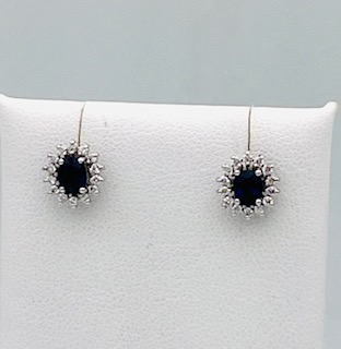 Earrings with sapphires and diamonds white gold 750 % Art.OR966