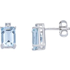 Earrings with diamonds and aquamarine