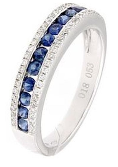 Anello veretta con zaffiri blu e diamanti ART. R37304-4