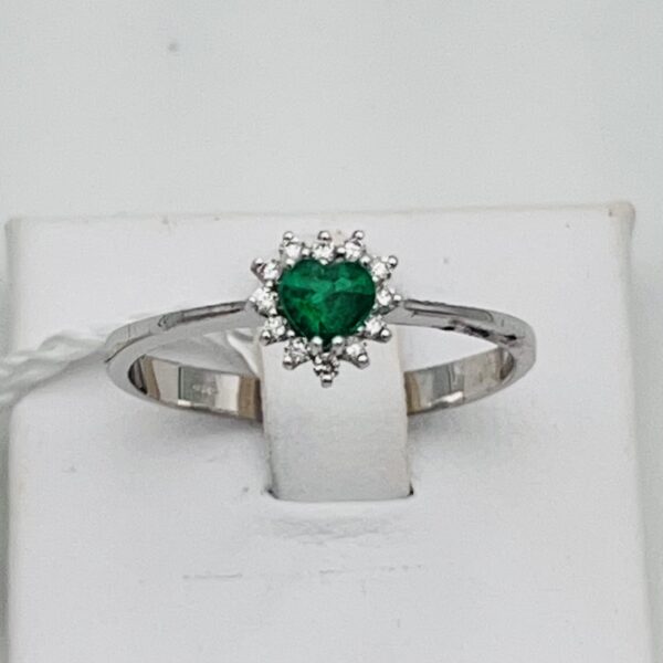Emerald ring diamonds white gold 750% HEARTS ART.AN2717-3