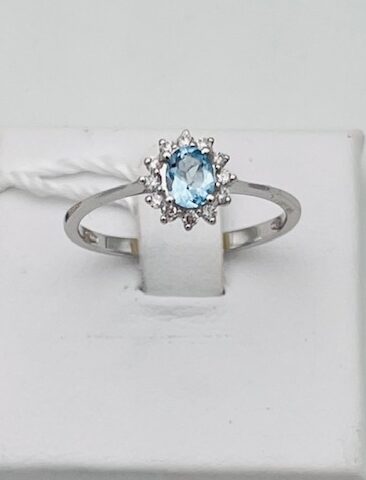 Aquamarine ring in 750% gold and BON TON diamonds Art.91056