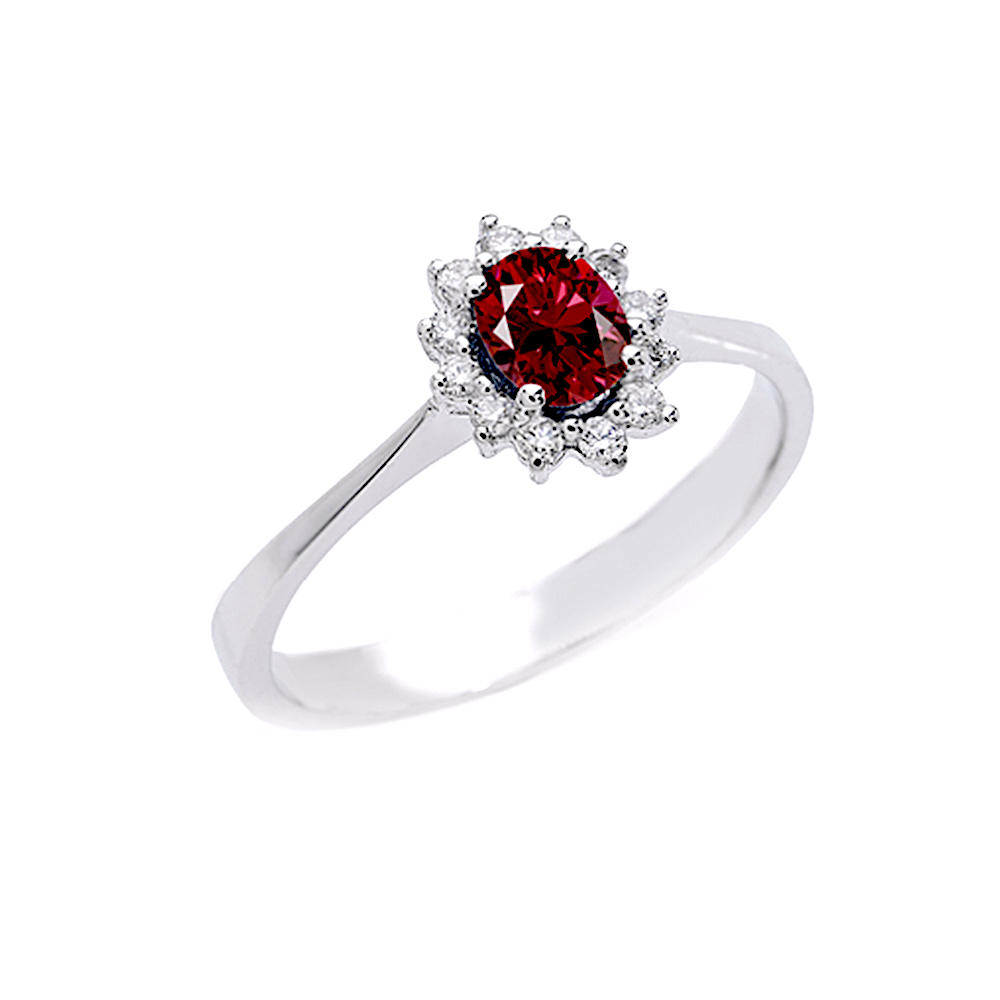 Gold ruby ring 750% diamonds Art. AN684