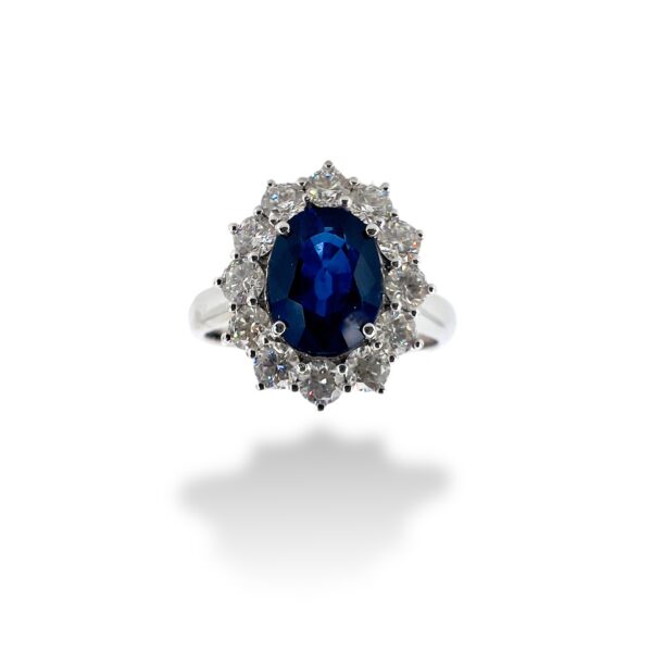 Anello zaffiro Royal blue  diamanti e oro BON TON  Art. AN2116-1