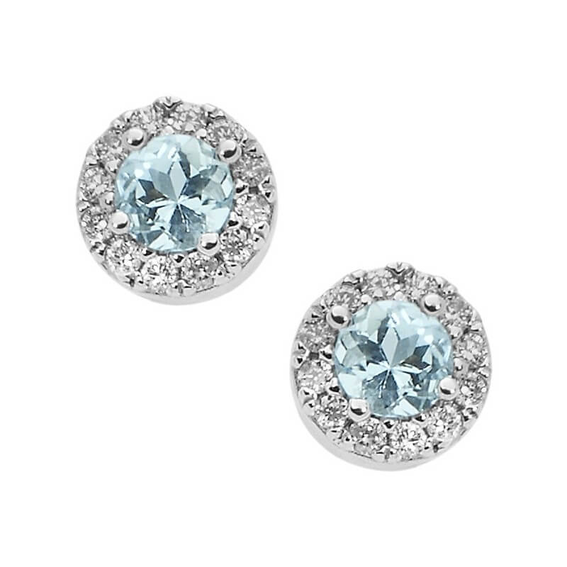 Aquamarine earrings white gold diamonds Art.OR1029