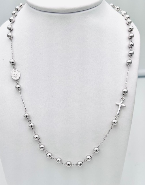 Rosario chain necklace white gold 750% Art. ROOB06
