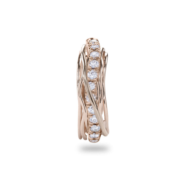 SCREWDRIVER RING , 7 WIRES IN 9KT ROSE GOLD AND WHITE DIAMONDS ART.AN112RBT