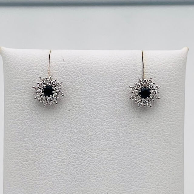 Earrings with sapphires and diamonds white gold 750 % Art.OR1442-1