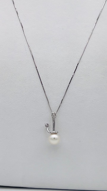 Pearl pendant diamonds white gold 750% art.CDP49