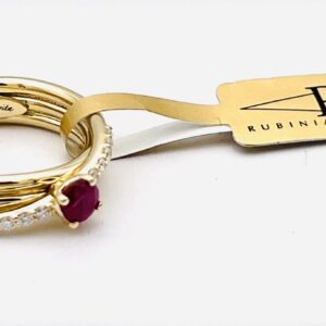 Solitaire 7-wire screwdriver in 18kt yellow gold diamonds, ruby 0.31 ct ART.AN135GBT