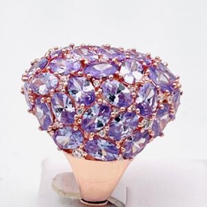 Ring in 925% rose silver and lilac crystals Art. 626538