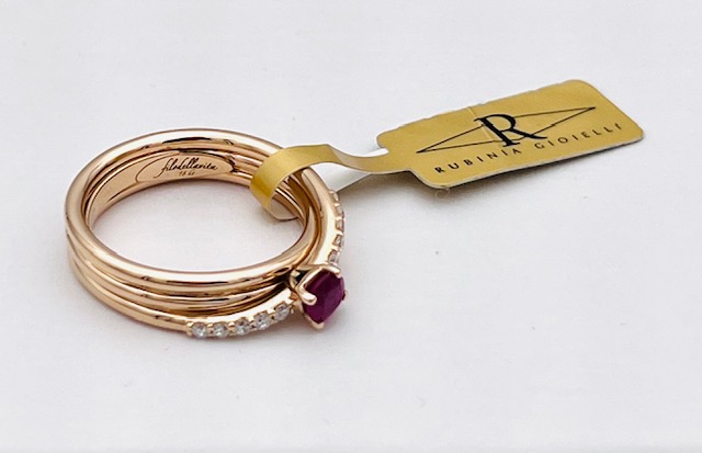 Filodellavita Solitario 7 fili in Oro rosa 18kt diamanti, rubino 0,31ct ART.AN135RBT