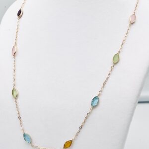 Collana girocollo ametista,topazio,quarzo, oro 750% Art. MAS03