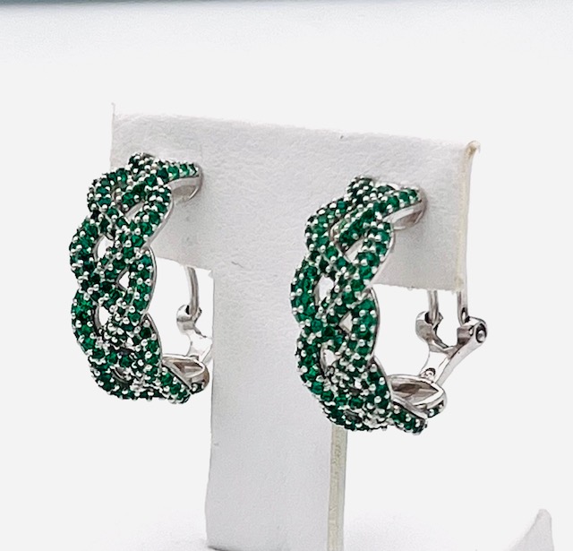 Earrings in 925 silver and green crystals Art. 623612