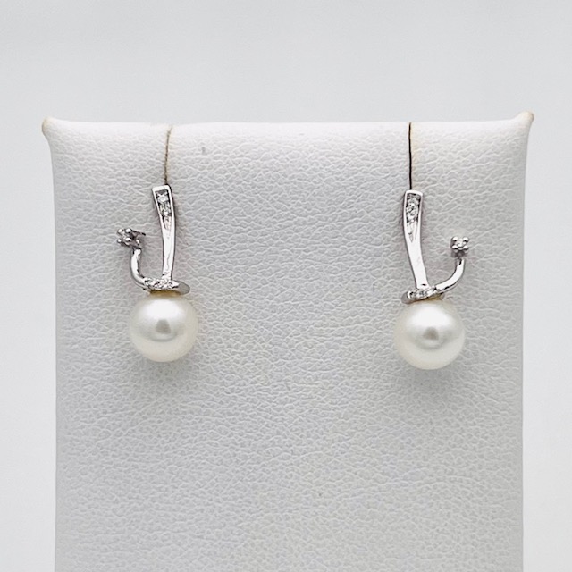 Pearl earrings white gold 750% diamonds art.ORP194