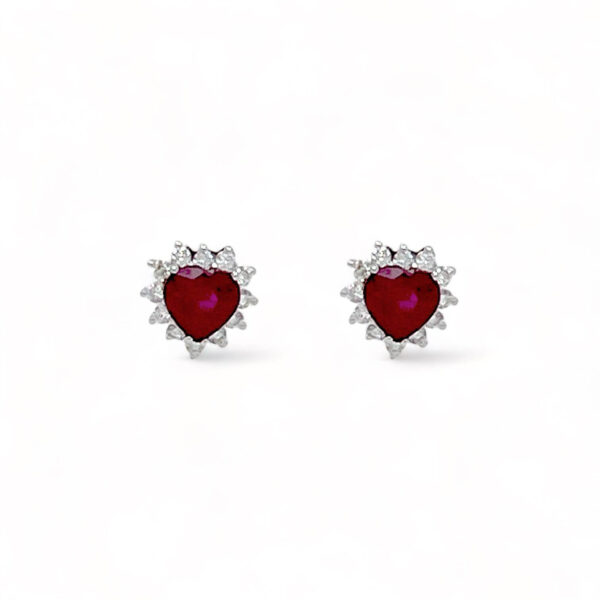 Gold ruby earrings and HEART diamonds Art. OR1493