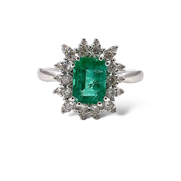 Emerald ring diamonds white gold 750 % BON TON ART.AN2789-1