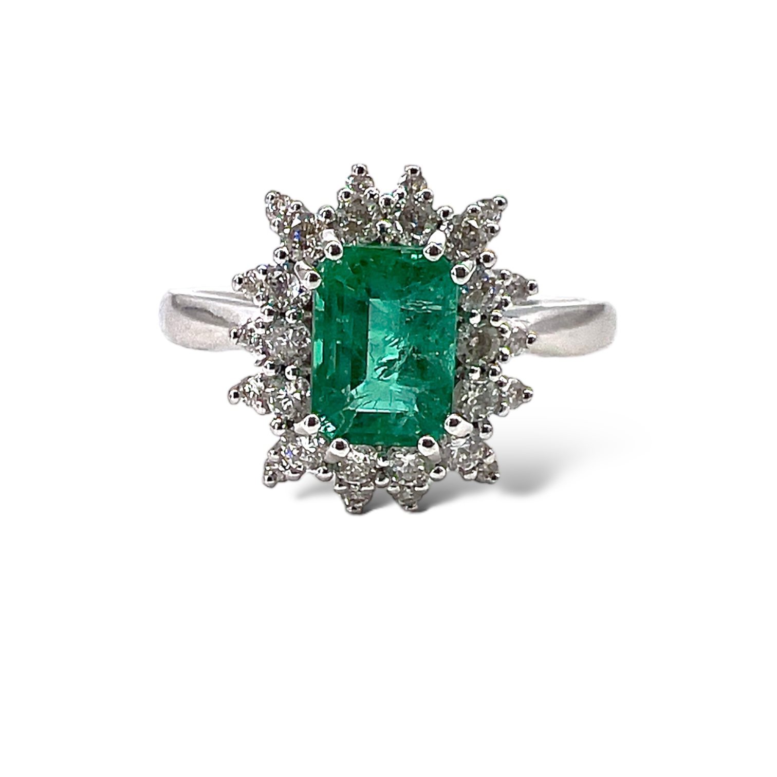 Emerald ring diamonds white gold 750 % BON TON ART.AN2789-1