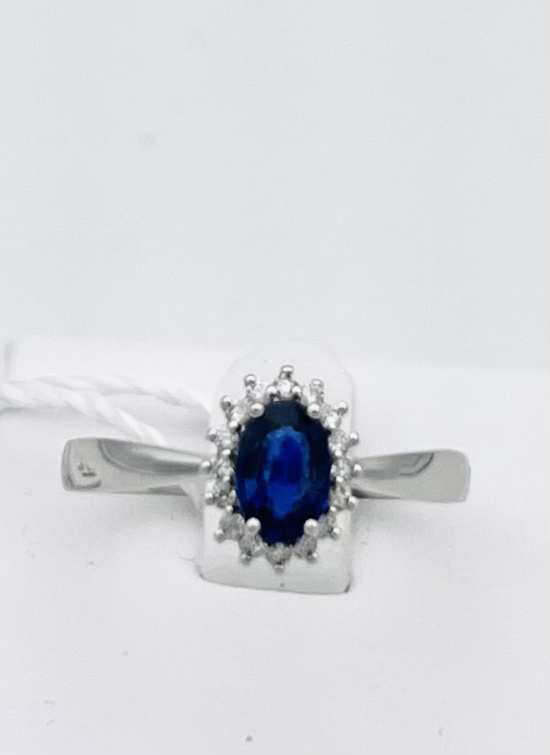 Sapphire diamond ring white gold 750% BON TON art. AN2855