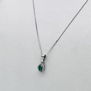 Pendente smeraldo diamanti oro bianco BELLE EPOQUE Art.CD1058-1