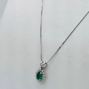 Pendente smeraldo diamanti oro bianco 750 % Art.CD937-2