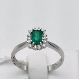 Anello smeraldo diamanti oro bianco 750 % BON TON art.AN2281-4