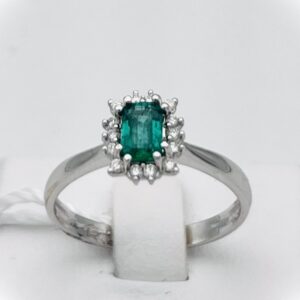 Anello smeraldo diamanti oro bianco 750 % BON TON art.AN2281