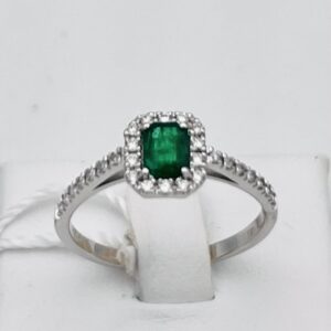 Anello smeraldo diamanti oro bianco 750 %  BELLE EPOQUE art.AN2836-1