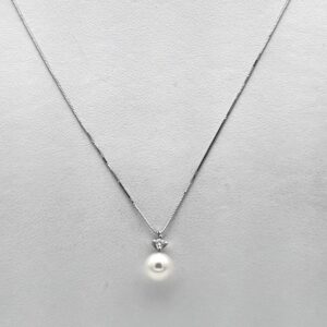 Pendente perla oro bianco 750% e diamanti art.CDP62-2