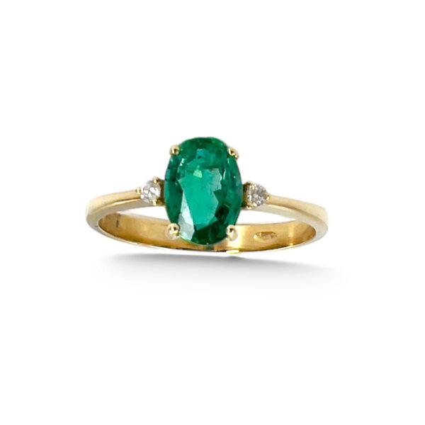 Emerald Ring Yellow Gold Diamonds 750% GEMS ART.AN2690-2