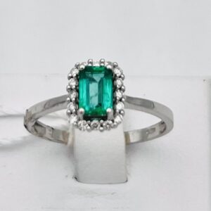 Anello smeraldo diamanti oro bianco 750 %  BELLE EPOQUE art.AN2590-4