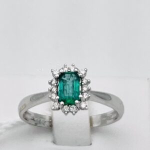 Anello smeraldo diamanti oro bianco 750 % BON TON art.AN2281